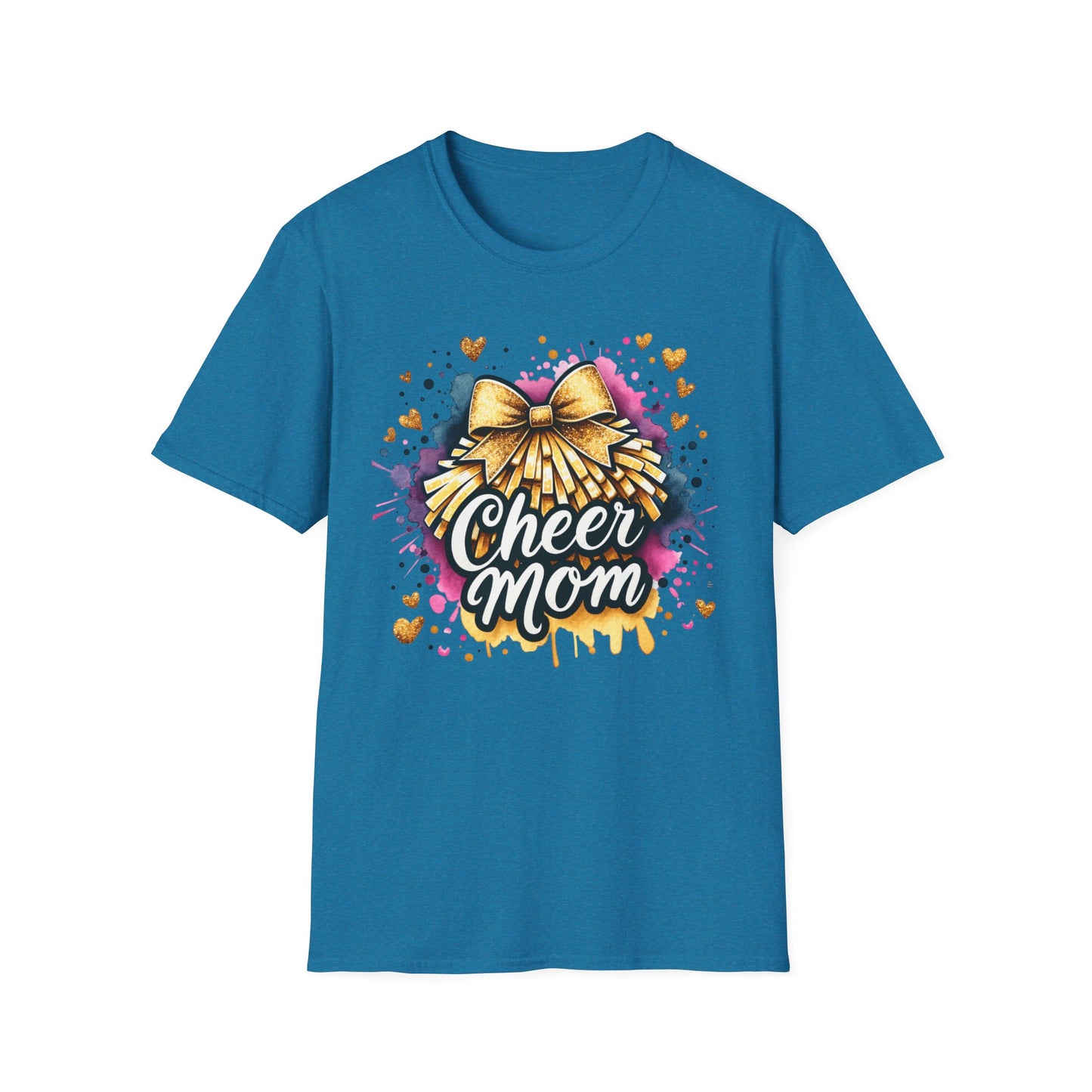 Cheer Mom Gold Bow- Gildan Softstyle Tshirt