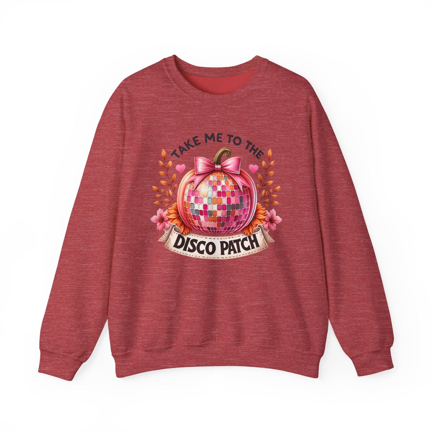 Disco Patch Pumpkin Gildan Crewneck Sweatshirt