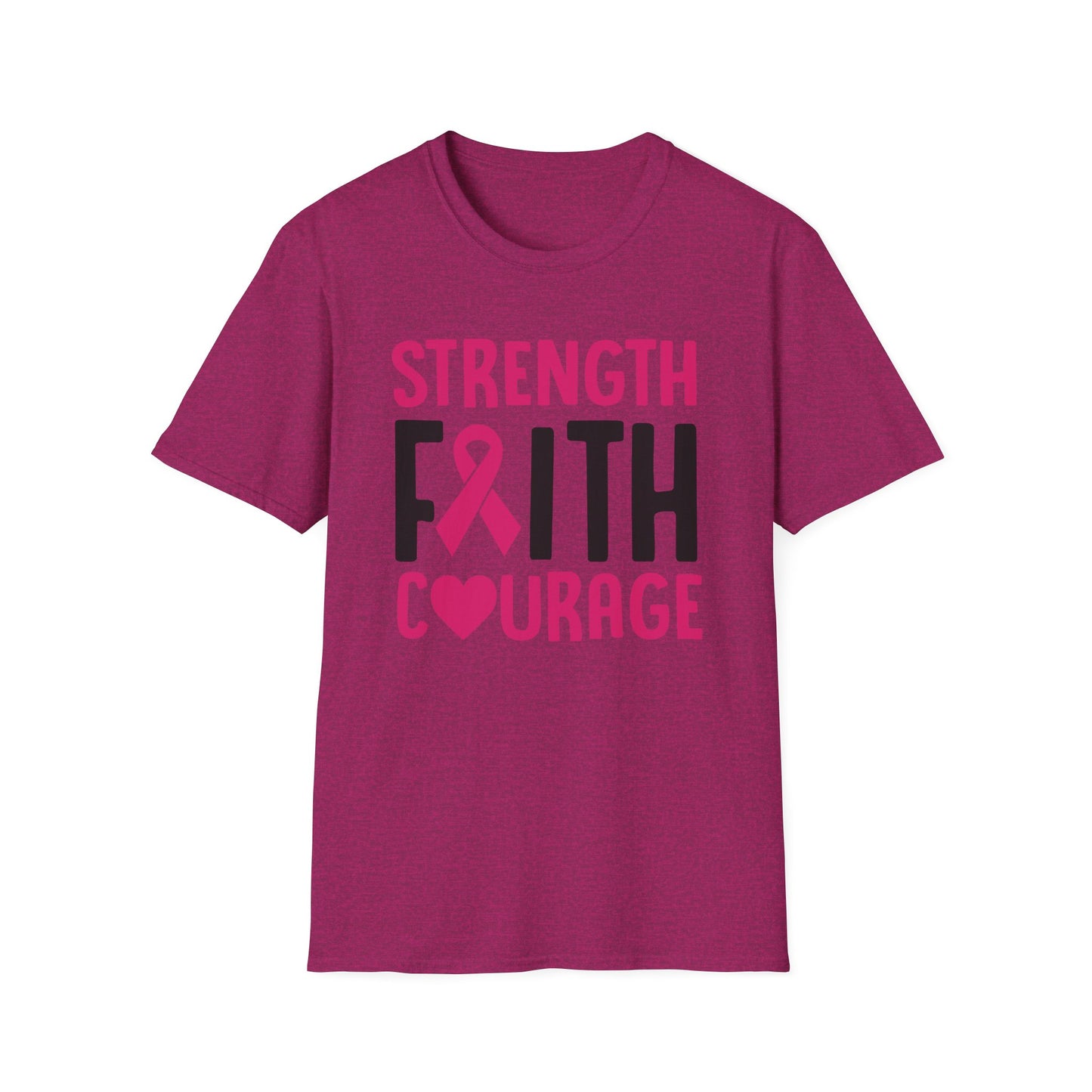 Faith Strength Courage- Cancer - Gildan Softstyle Tshirt