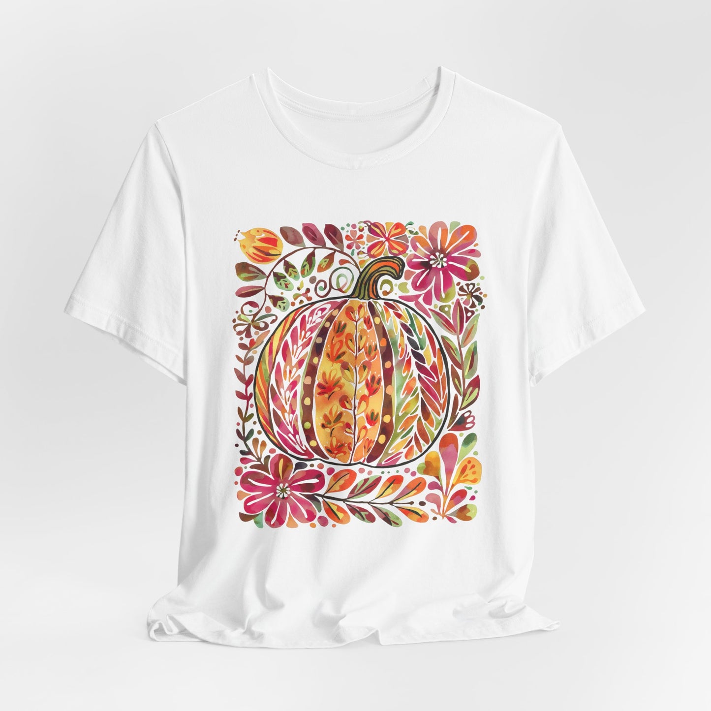 Pumpkin Floral Tee for Fall Celebrations