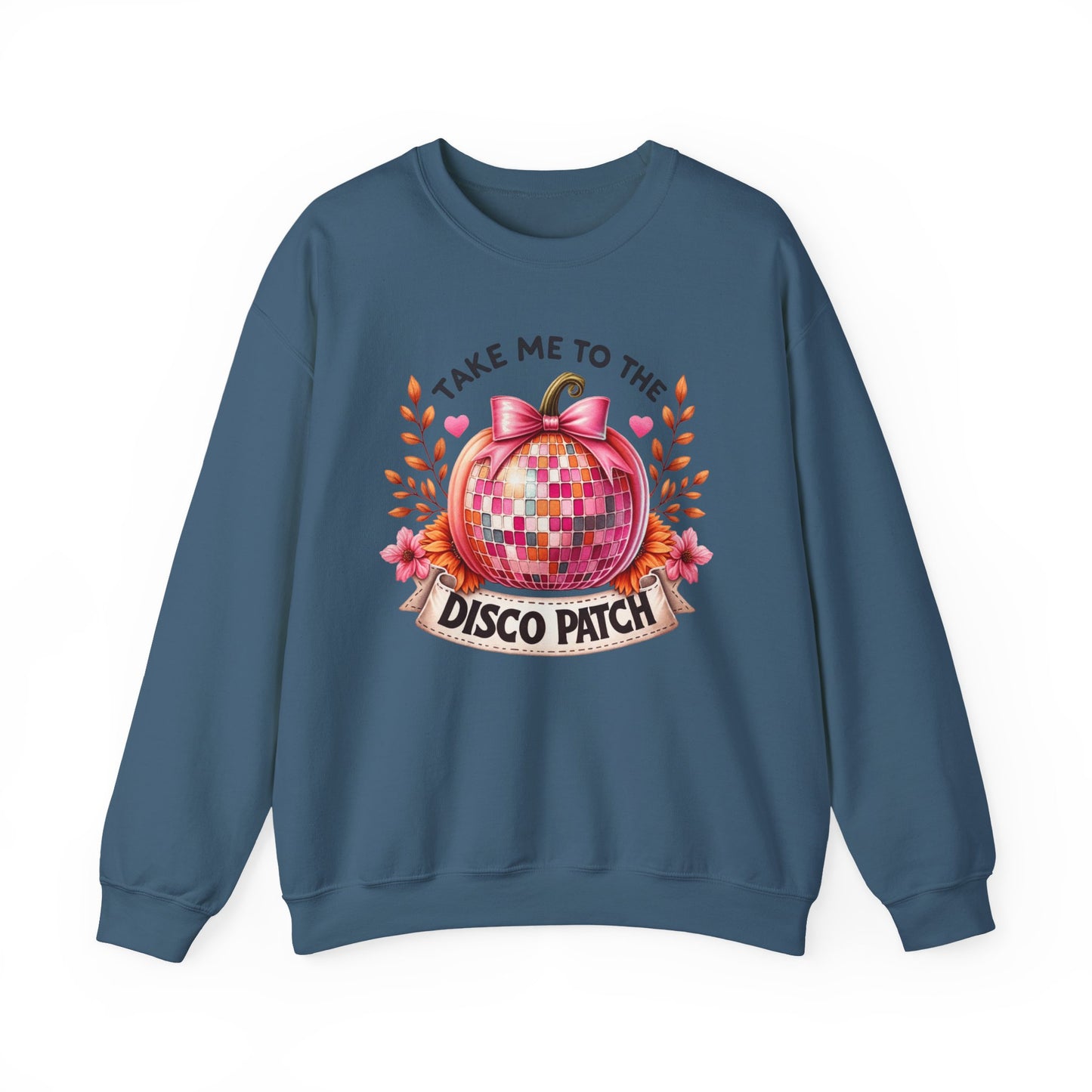 Disco Patch Pumpkin Gildan Crewneck Sweatshirt