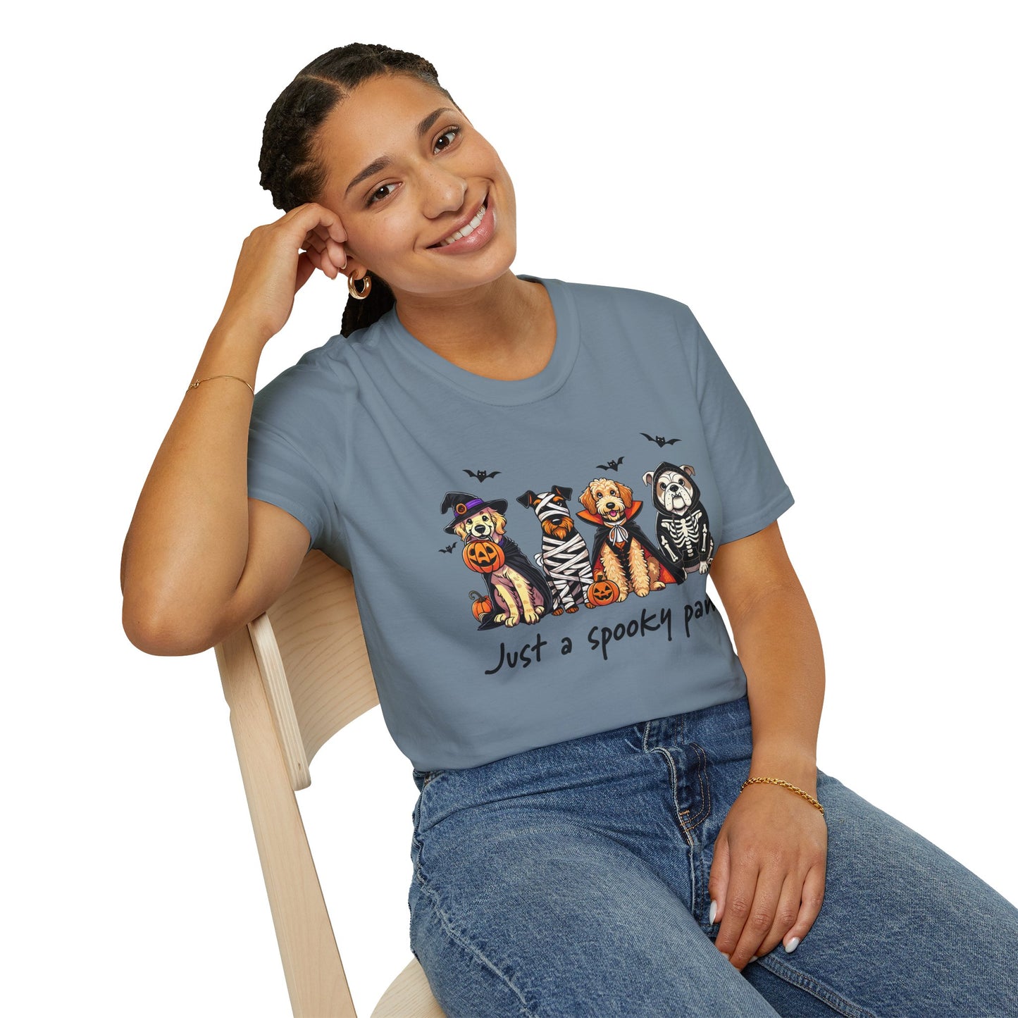 Halloween Dog T-Shirt, Spooky Paw Gildan Softstyle Shirt