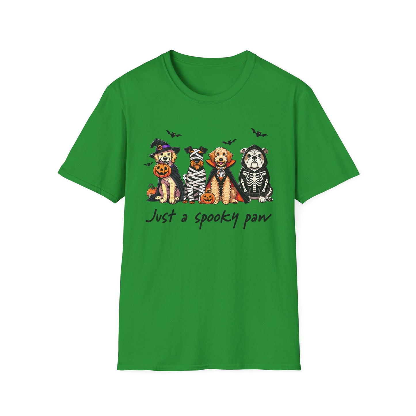 Halloween Dog T-Shirt, Spooky Paw Gildan Softstyle Shirt