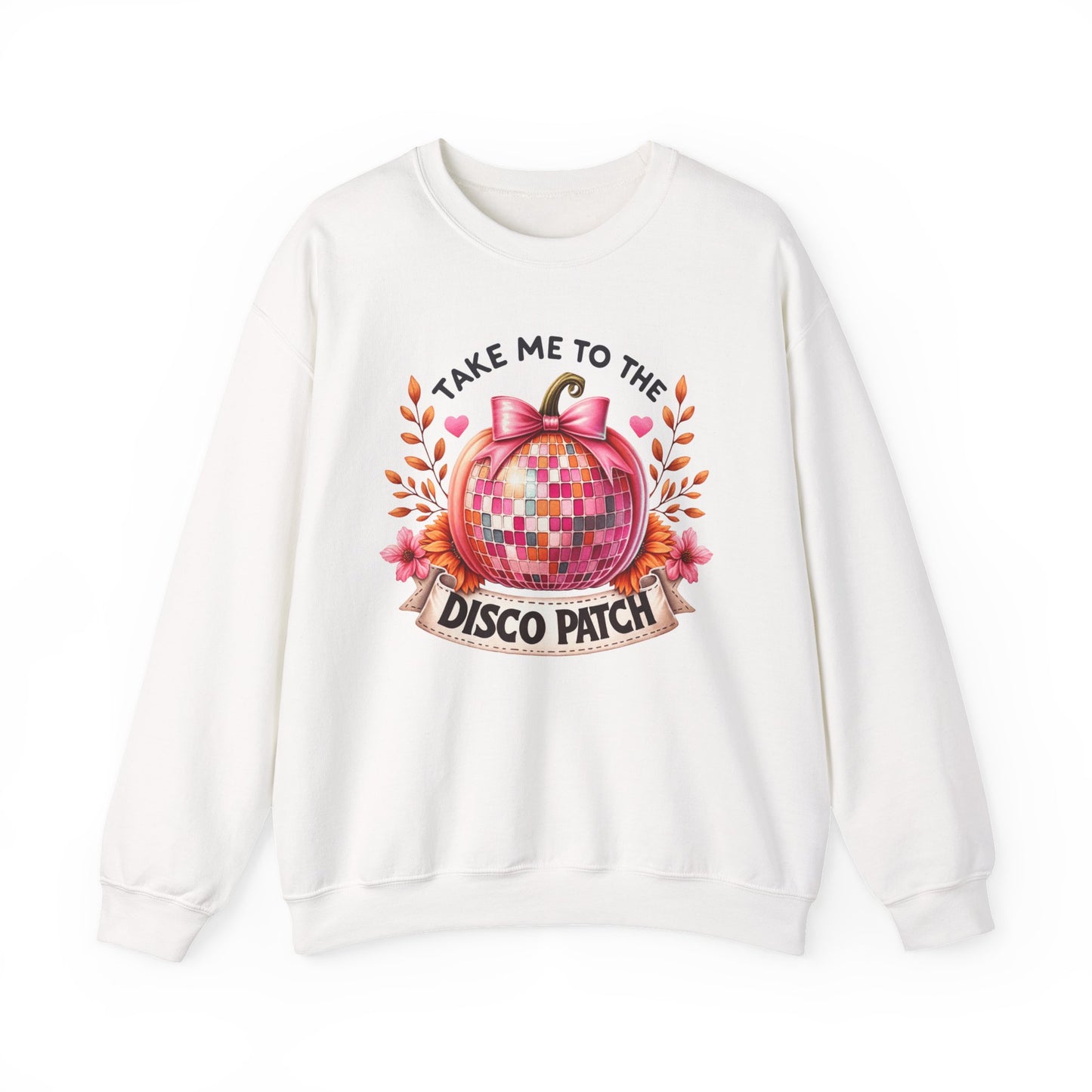 Disco Patch Pumpkin Gildan Crewneck Sweatshirt