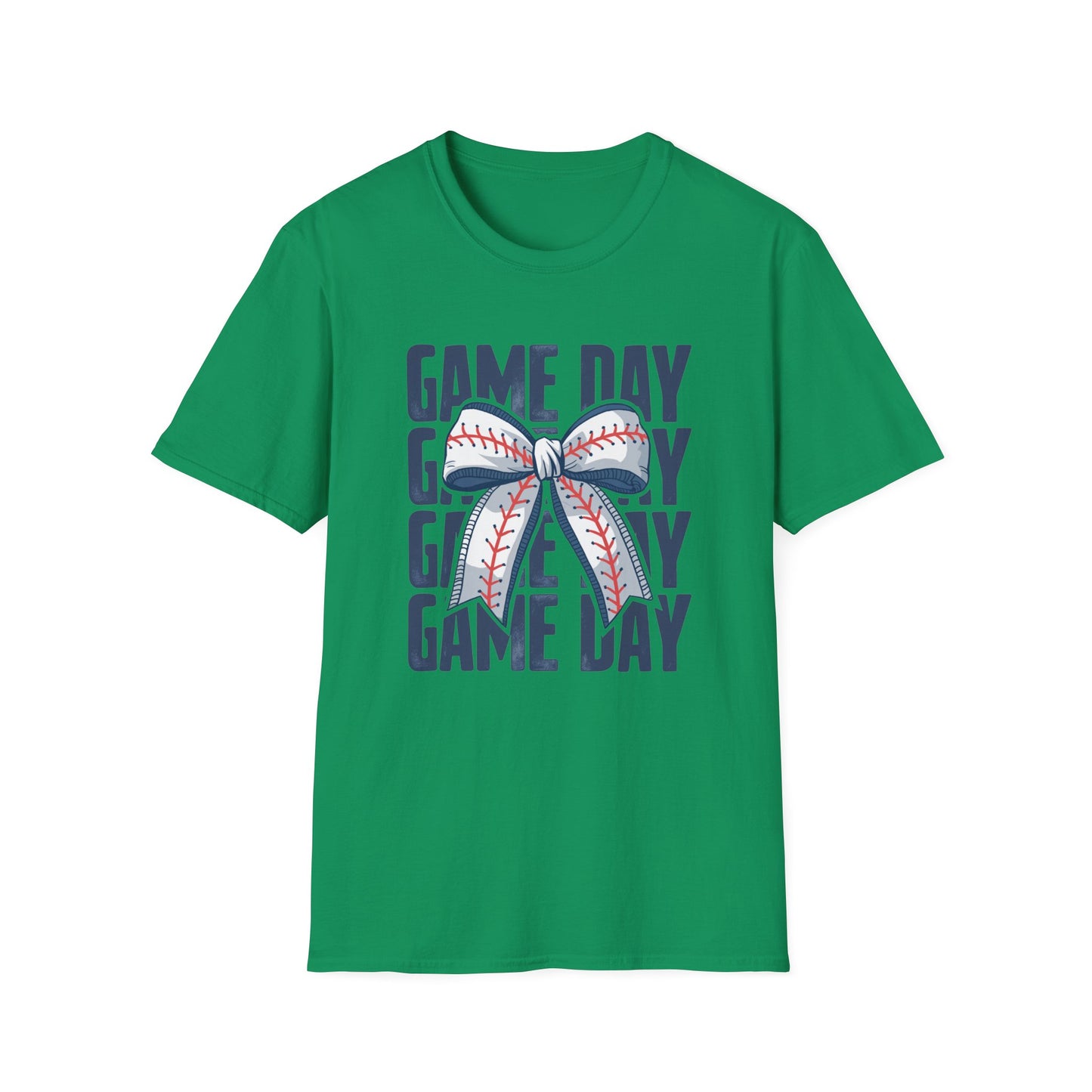 Baseball Game Day Stacked Bow- Gildan Softstyle tee