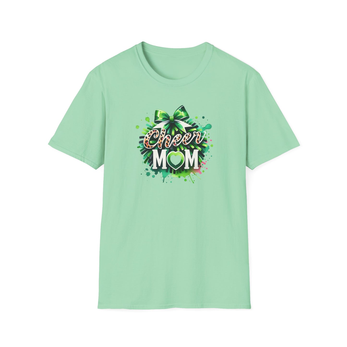 Green Cheer Mom Gildan Softstyle Tshirt