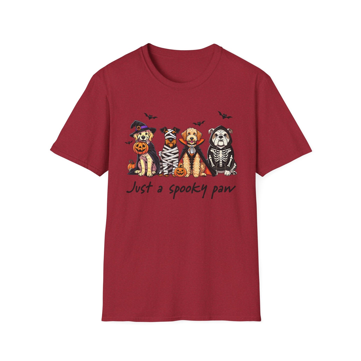 Halloween Dog T-Shirt, Spooky Paw Gildan Softstyle Shirt