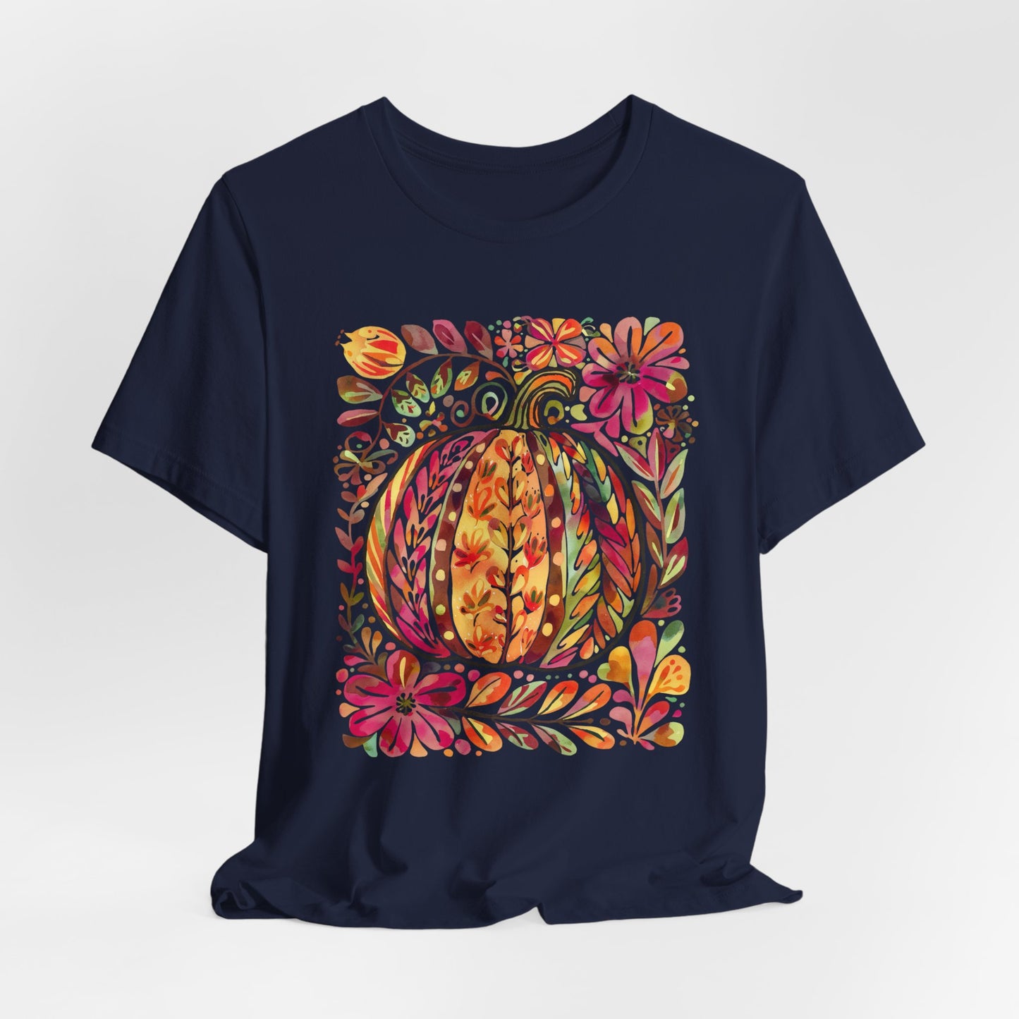 Pumpkin Floral Tee for Fall Celebrations