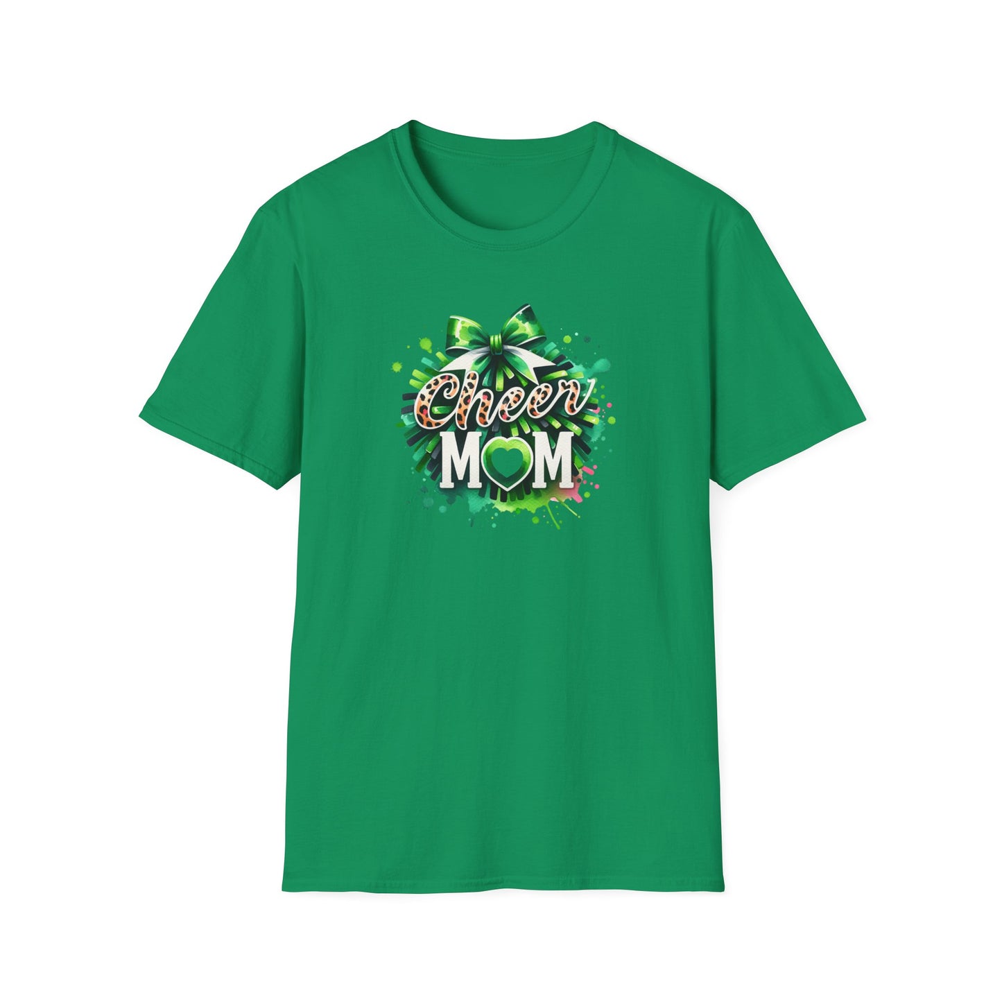 Green Cheer Mom Gildan Softstyle Tshirt