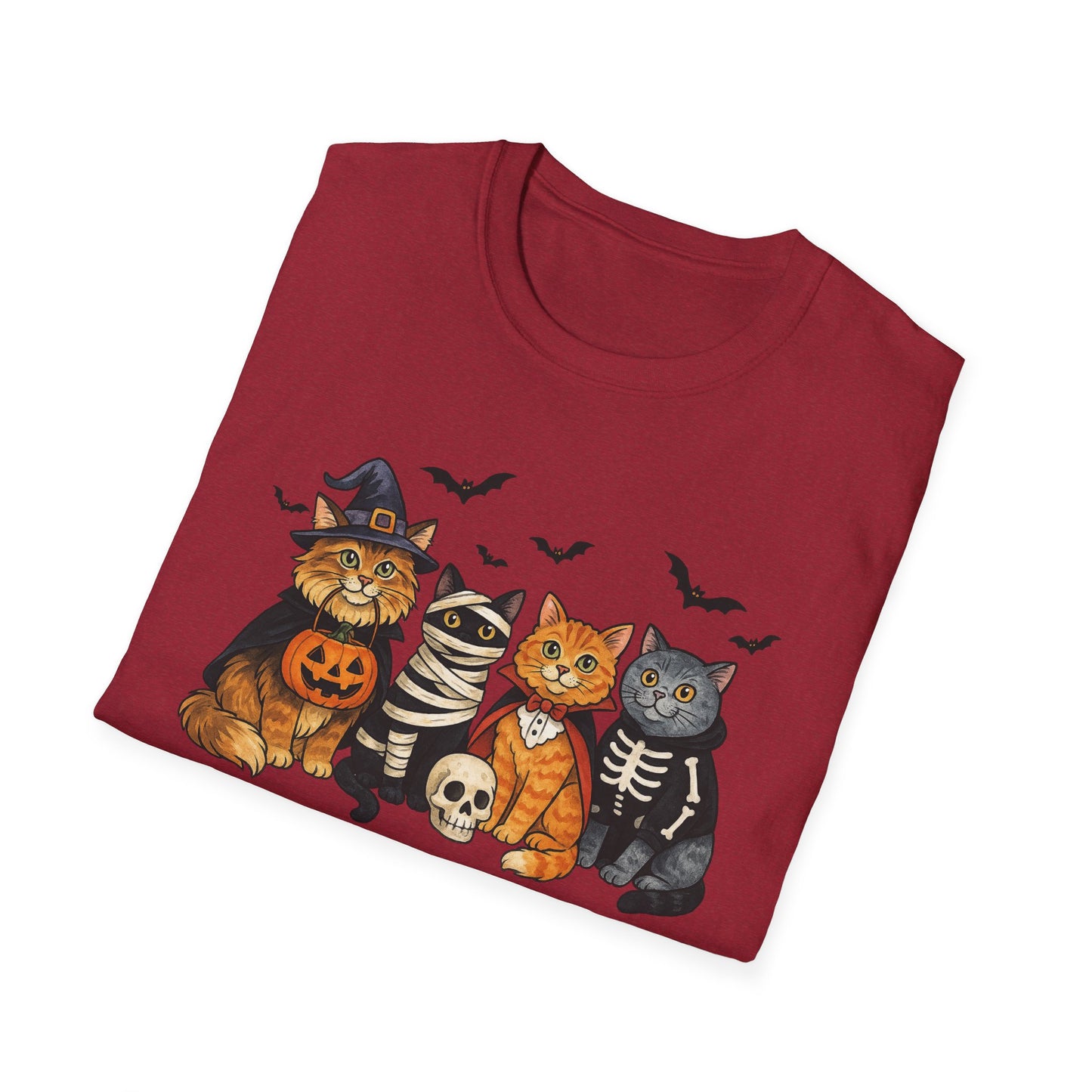 Halloween Cat T-Shirt, Spooky paw Gildan Softstyle Tee