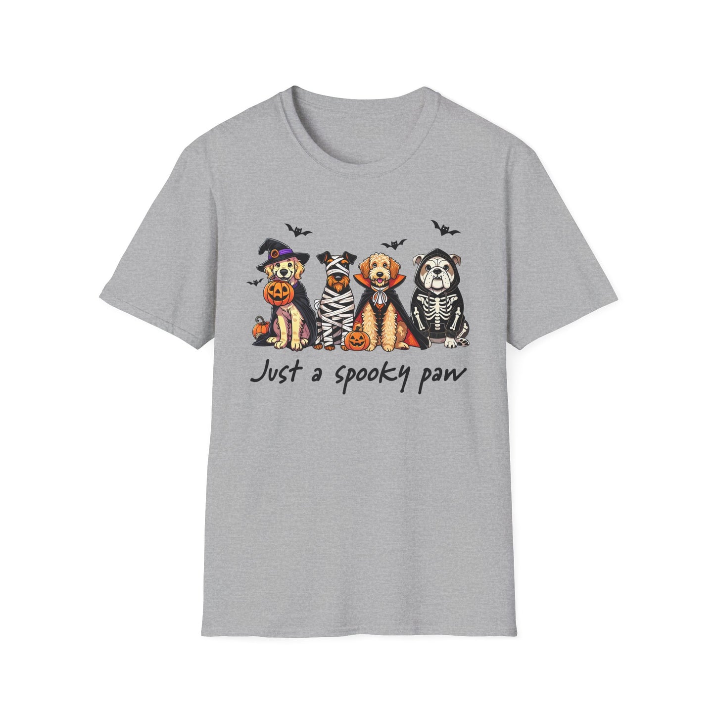 Halloween Dog T-Shirt, Spooky Paw Gildan Softstyle Shirt