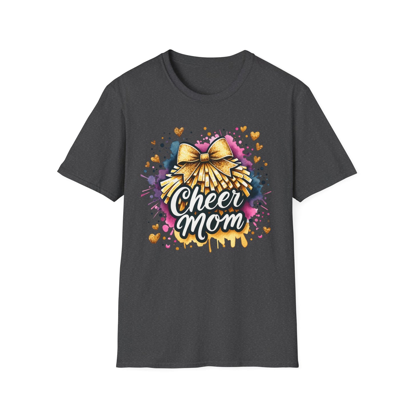 Cheer Mom Gold Bow- Gildan Softstyle Tshirt