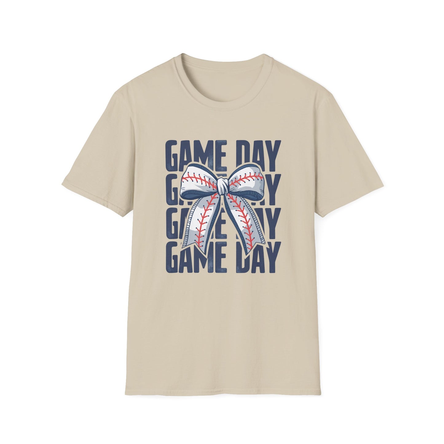 Baseball Game Day Stacked Bow- Gildan Softstyle tee