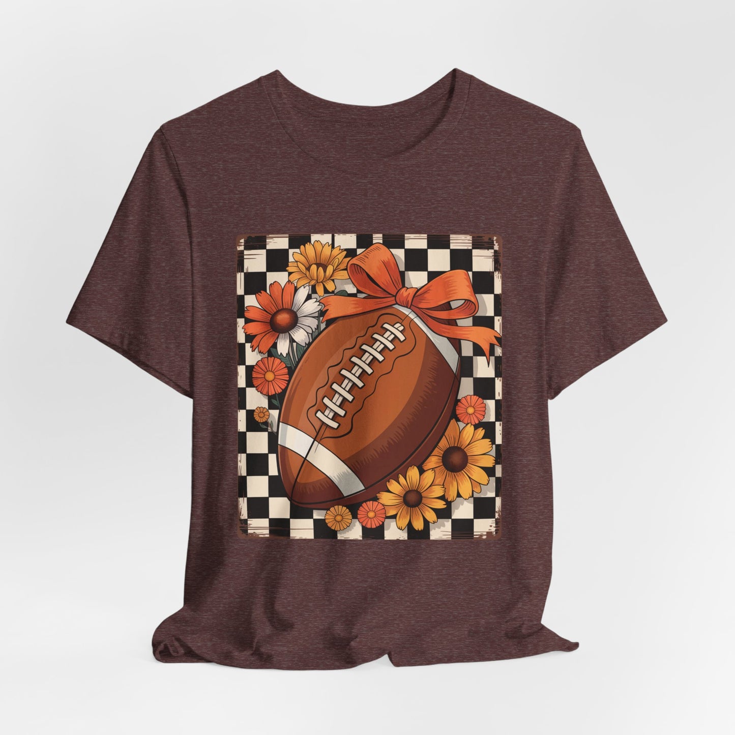 Fall Floral Football Tee, Perfect for Game Days