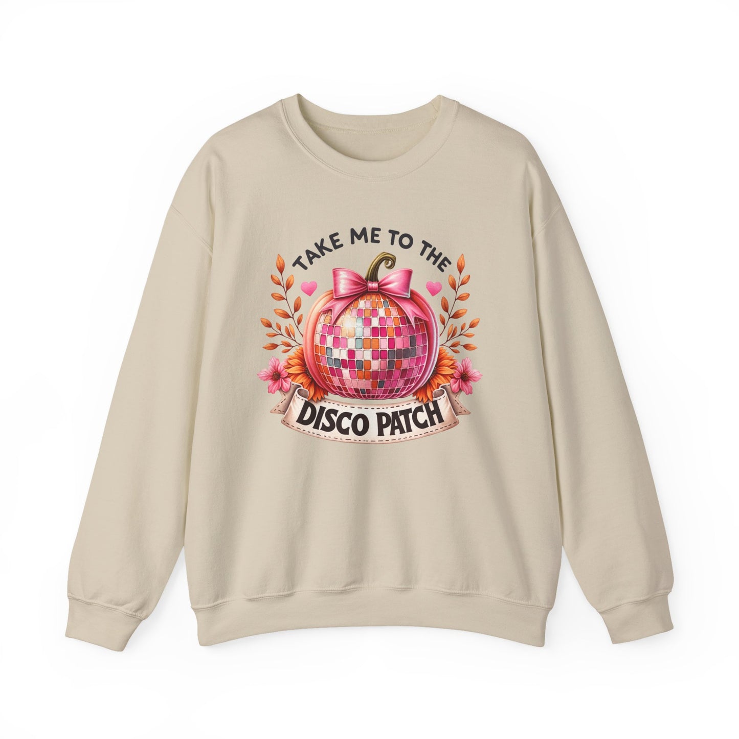 Disco Patch Pumpkin Gildan Crewneck Sweatshirt