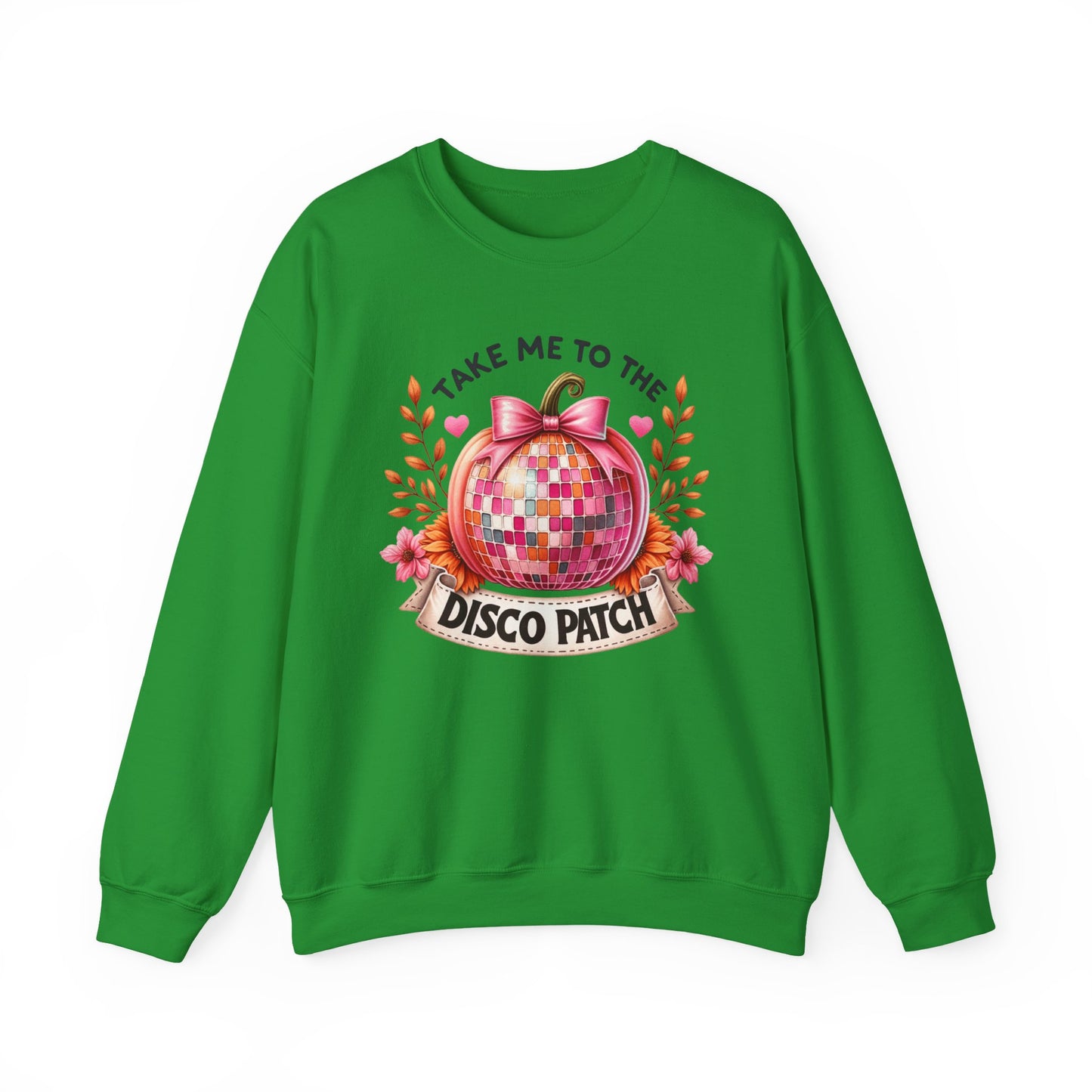 Disco Patch Pumpkin Gildan Crewneck Sweatshirt