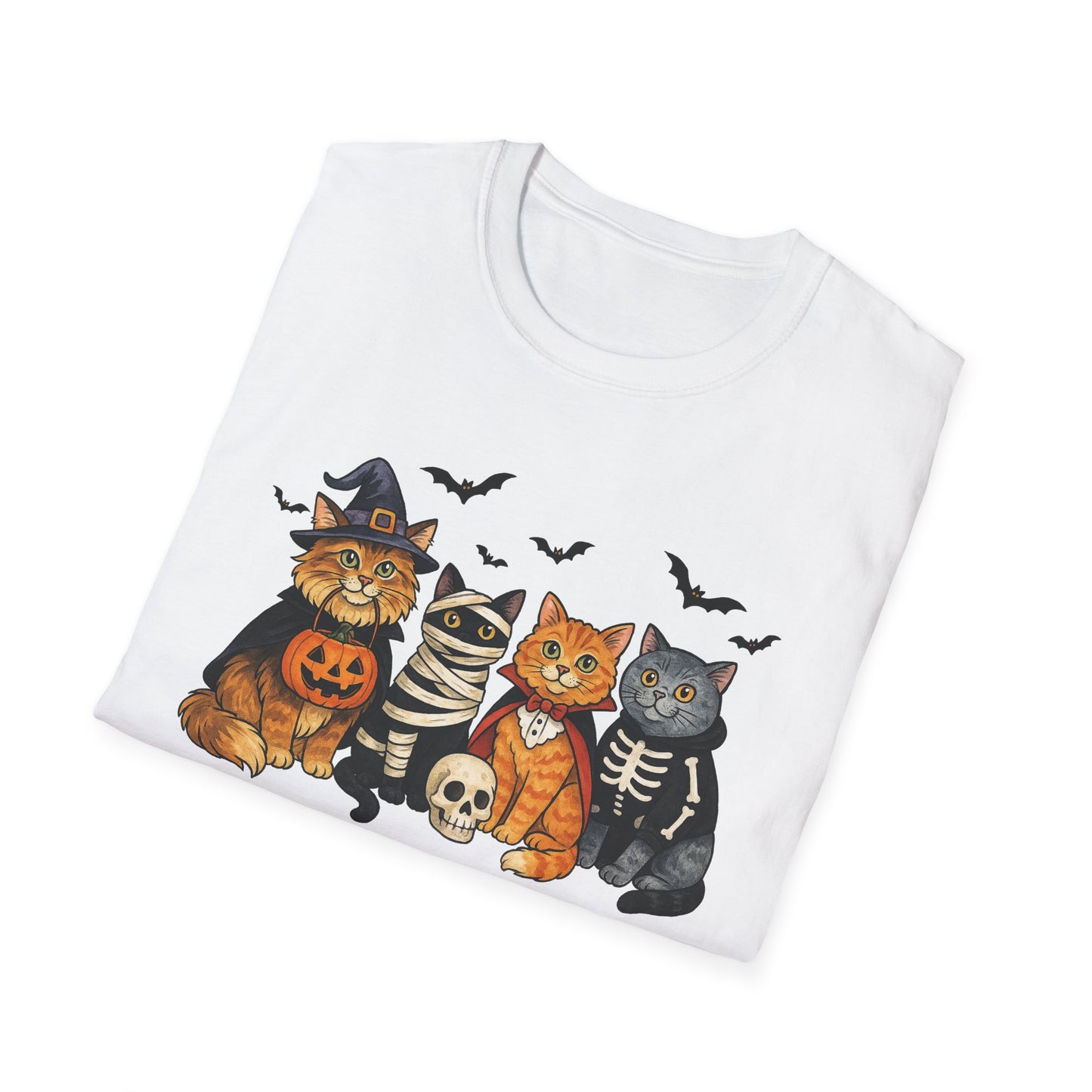 Halloween Cat T-Shirt, Spooky paw Gildan Softstyle Tee