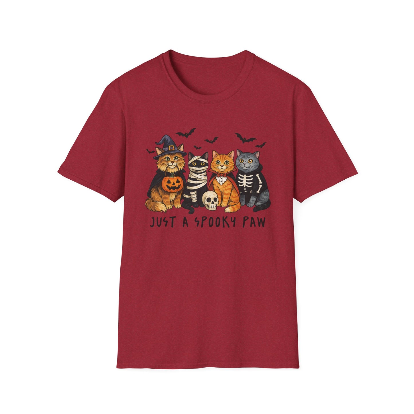 Halloween Cat T-Shirt, Spooky paw Gildan Softstyle Tee