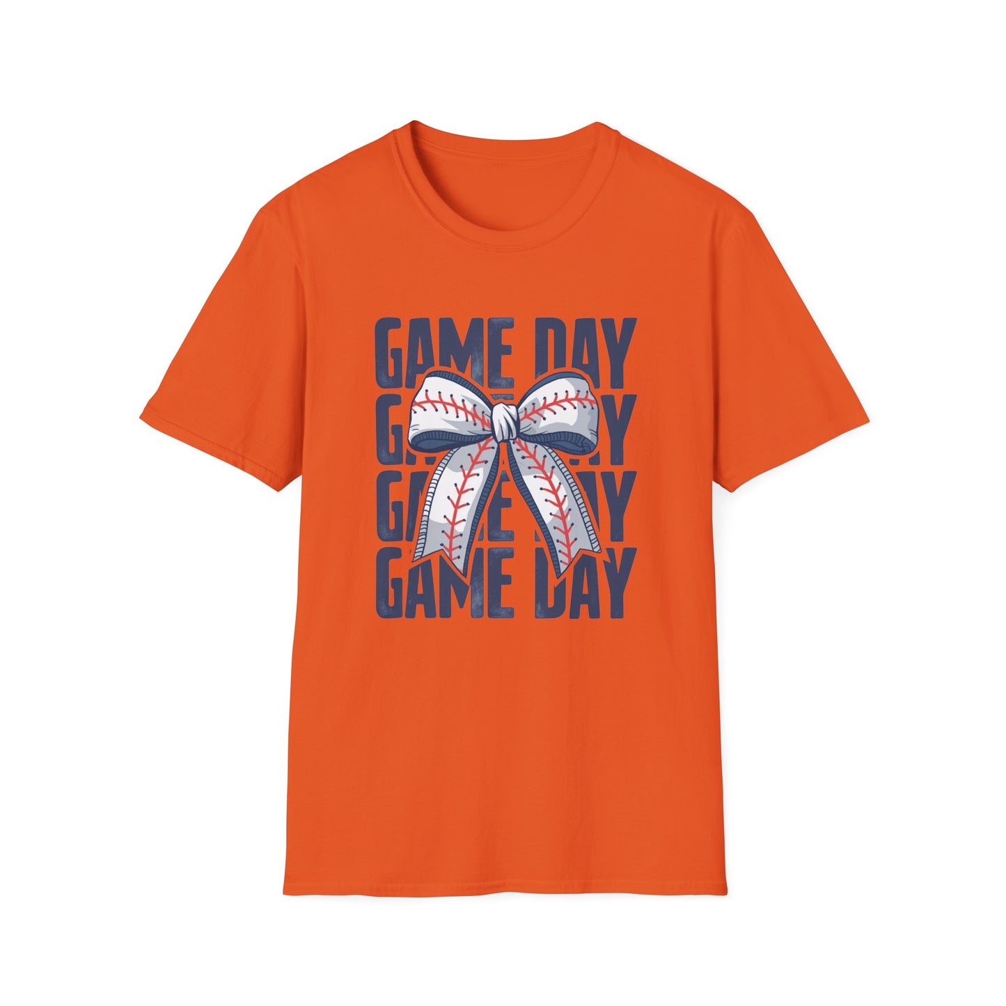 Baseball Game Day Stacked Bow- Gildan Softstyle tee