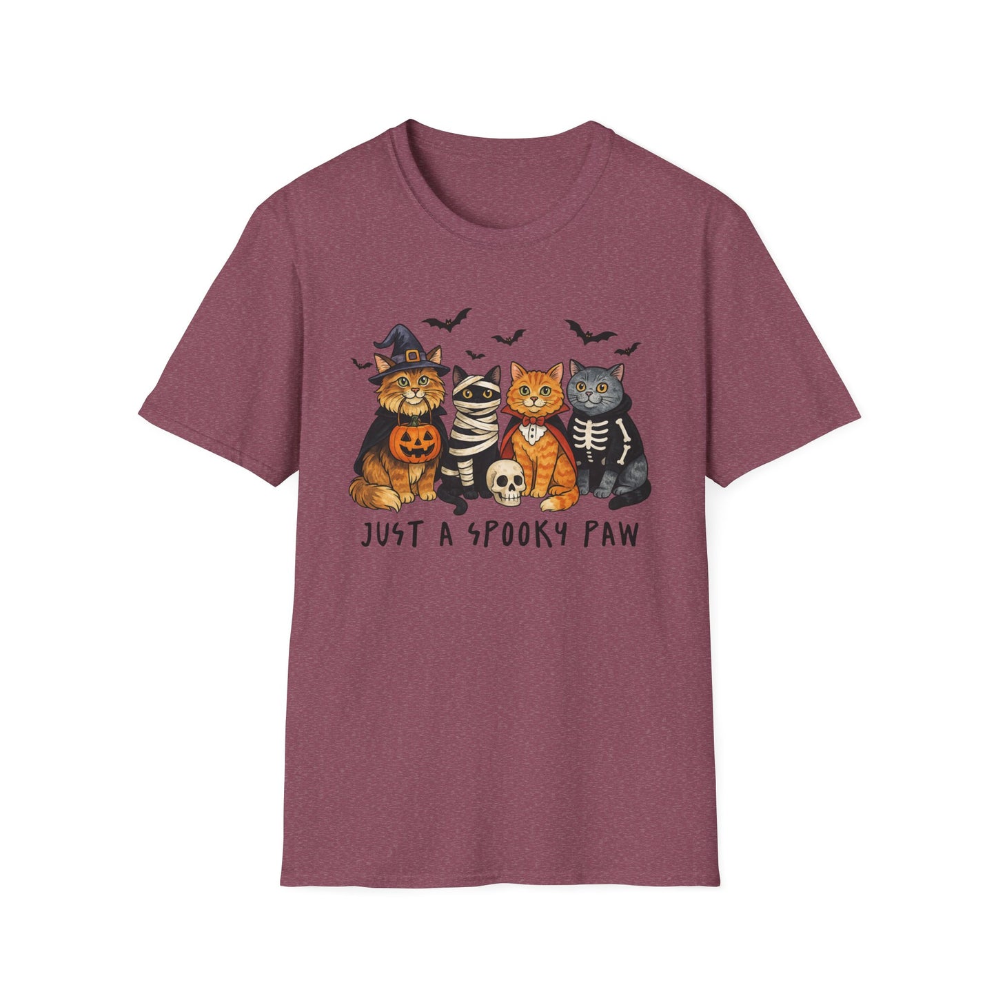 Halloween Cat T-Shirt, Spooky paw Gildan Softstyle Tee