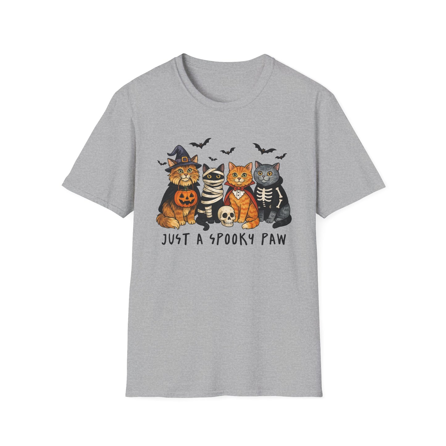 Halloween Cat T-Shirt, Spooky paw Gildan Softstyle Tee