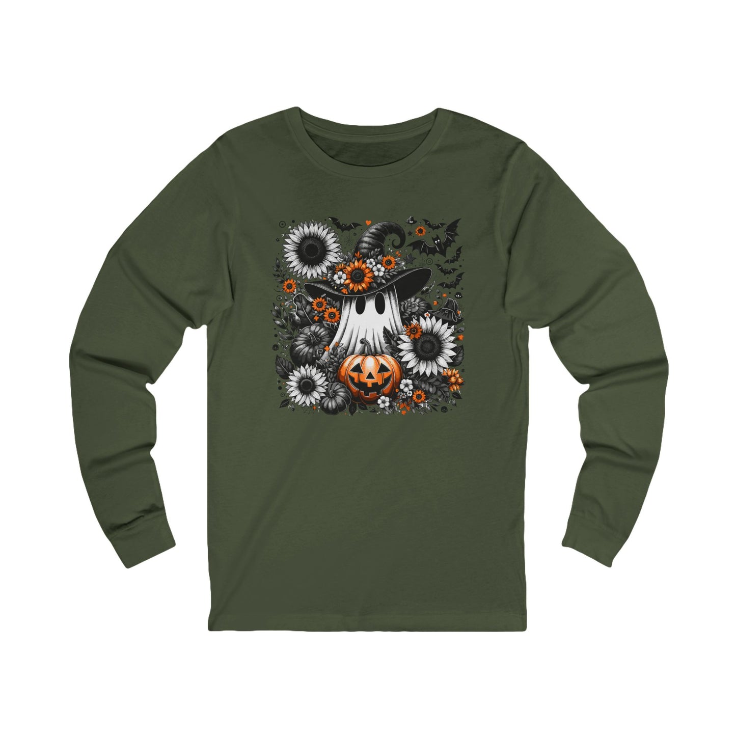 Halloween Floral Ghost Unisex Long Sleeve