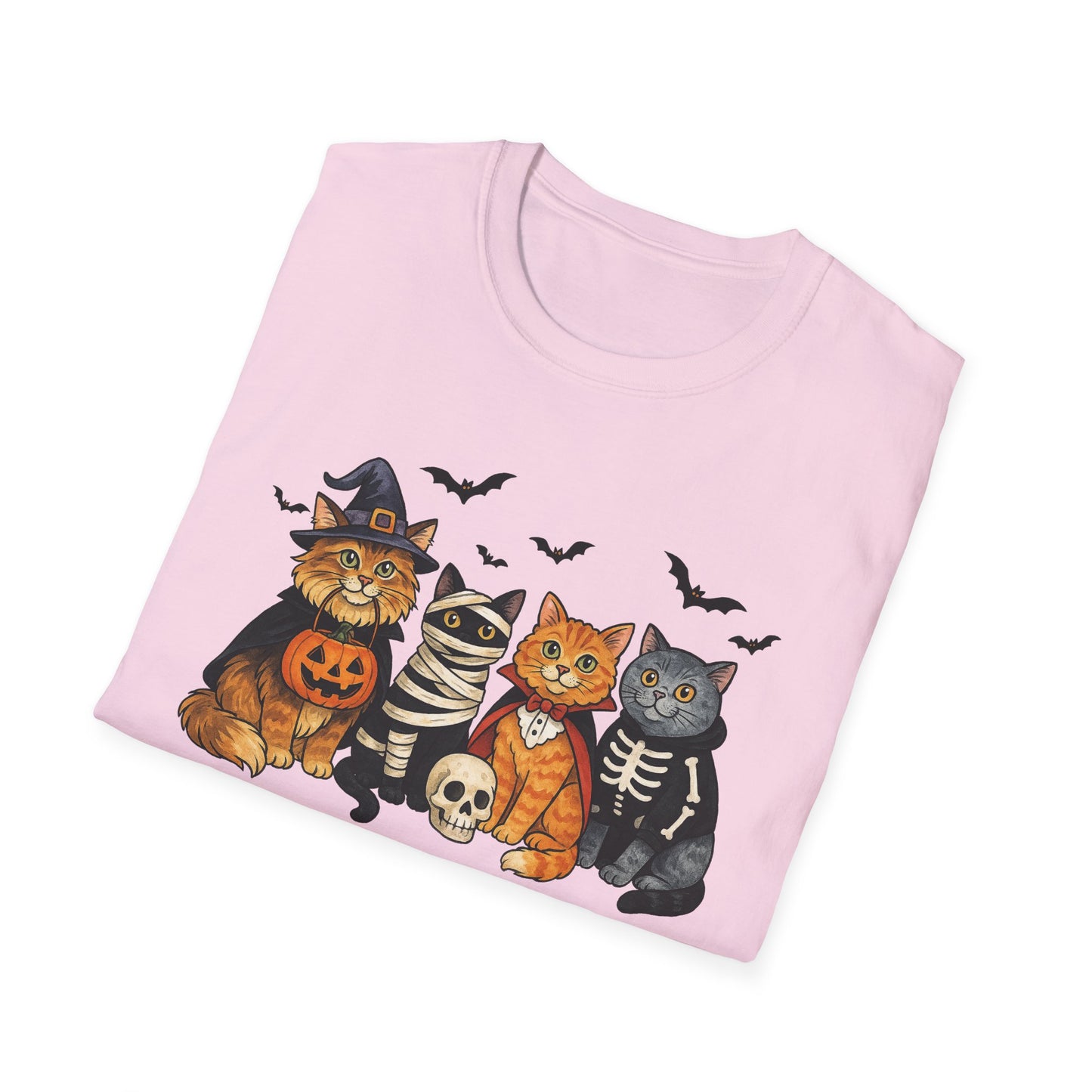 Halloween Cat T-Shirt, Spooky paw Gildan Softstyle Tee