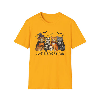 Halloween Cat T-Shirt, Spooky paw Gildan Softstyle Tee