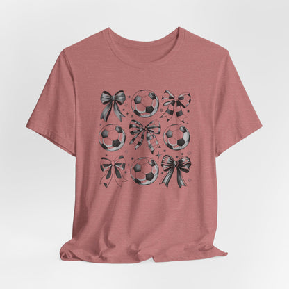 Soccer Tic Tac Toe Bows Bella Canvas Tee