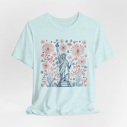 Patriotic Short Sleeve Tee with Liberty Design