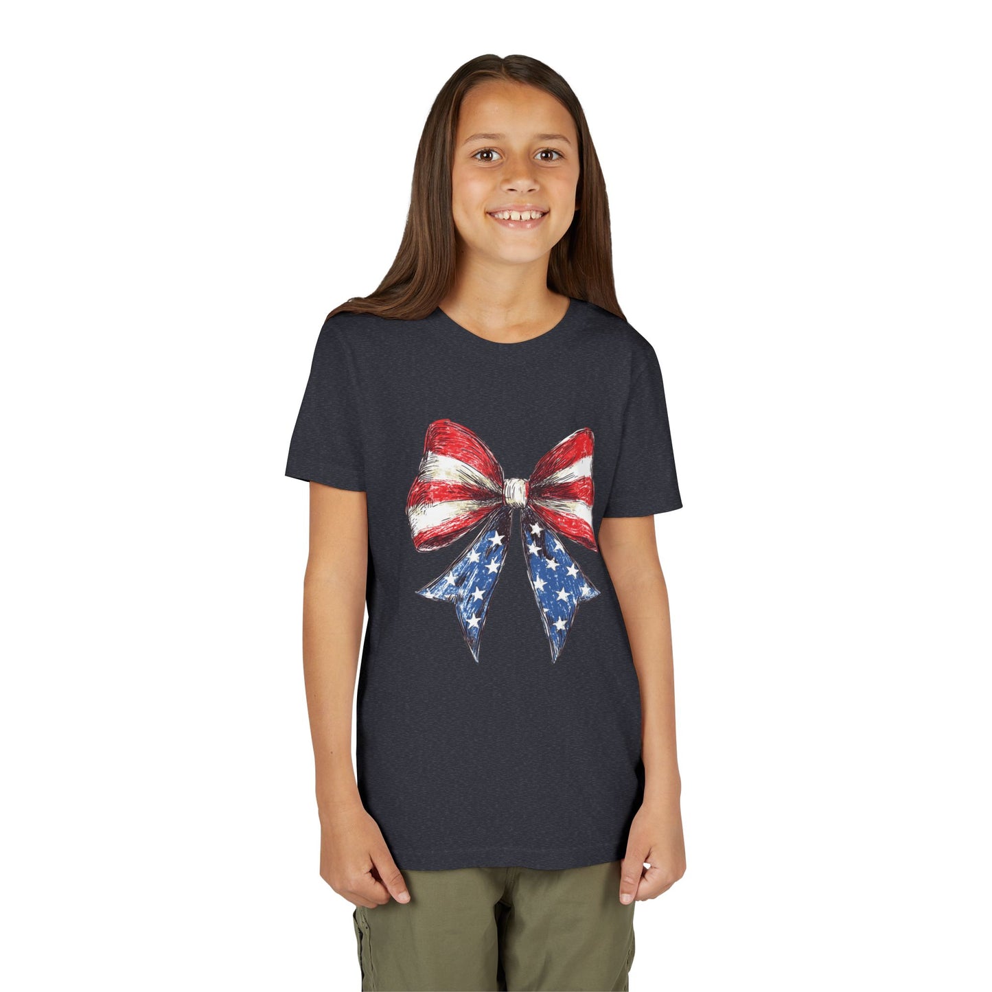Patriotic Youth Short Sleeve Tee with Bow Design