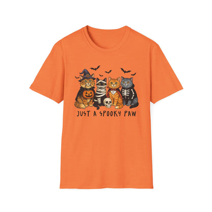 Halloween Cat T-Shirt, Spooky paw Gildan Softstyle Tee