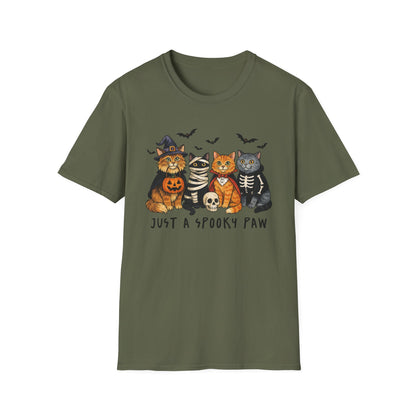 Halloween Cat T-Shirt, Spooky paw Gildan Softstyle Tee