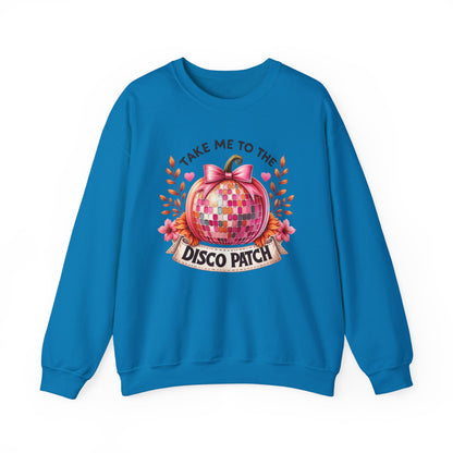 Disco Patch Pumpkin Gildan Crewneck Sweatshirt