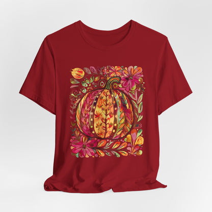 Pumpkin Floral Tee for Fall Celebrations