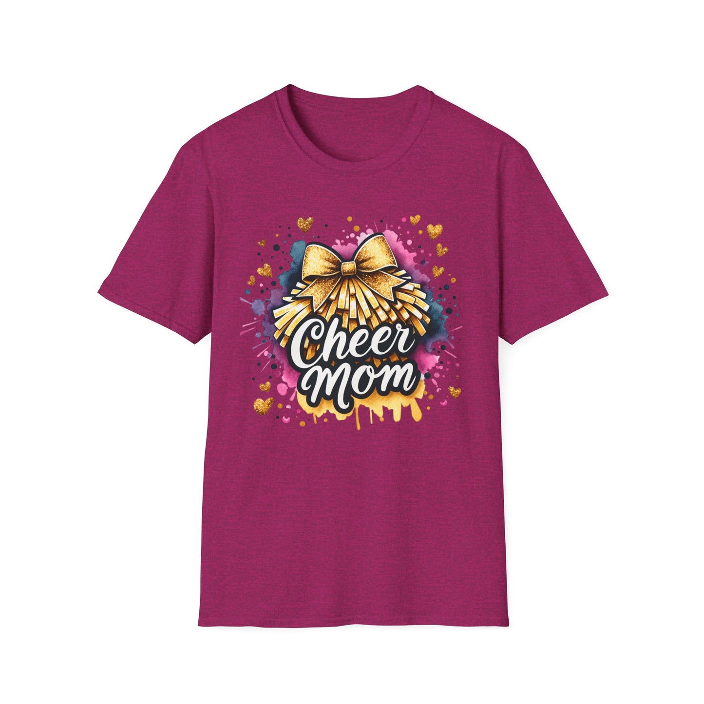 Cheer Mom Gold Bow- Gildan Softstyle Tshirt