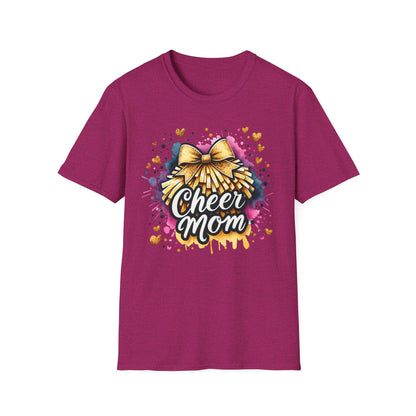 Cheer Mom Gold Bow- Gildan Softstyle Tshirt