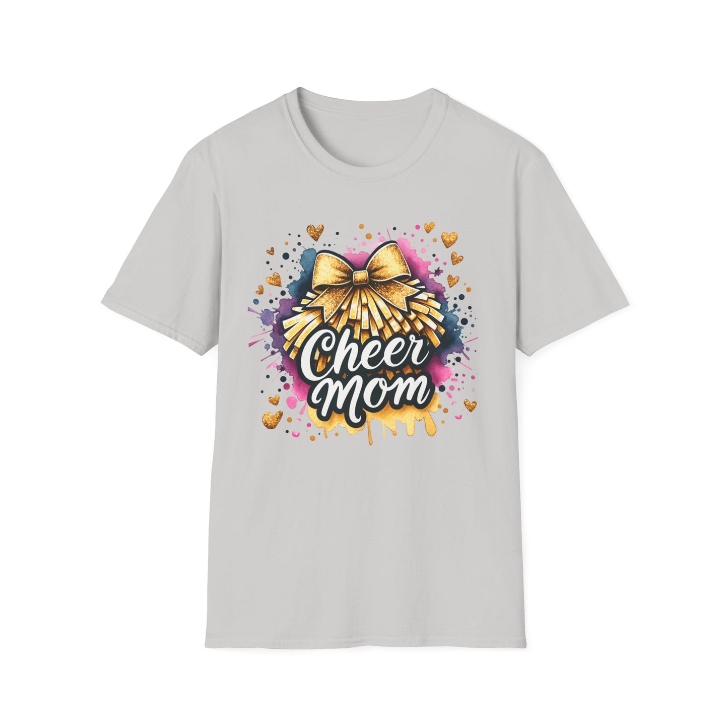 Cheer Mom Gold Bow- Gildan Softstyle Tshirt