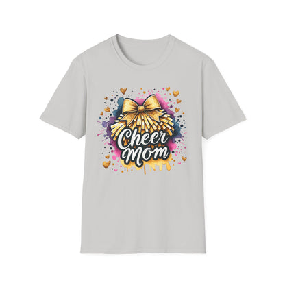 Cheer Mom Gold Bow- Gildan Softstyle Tshirt