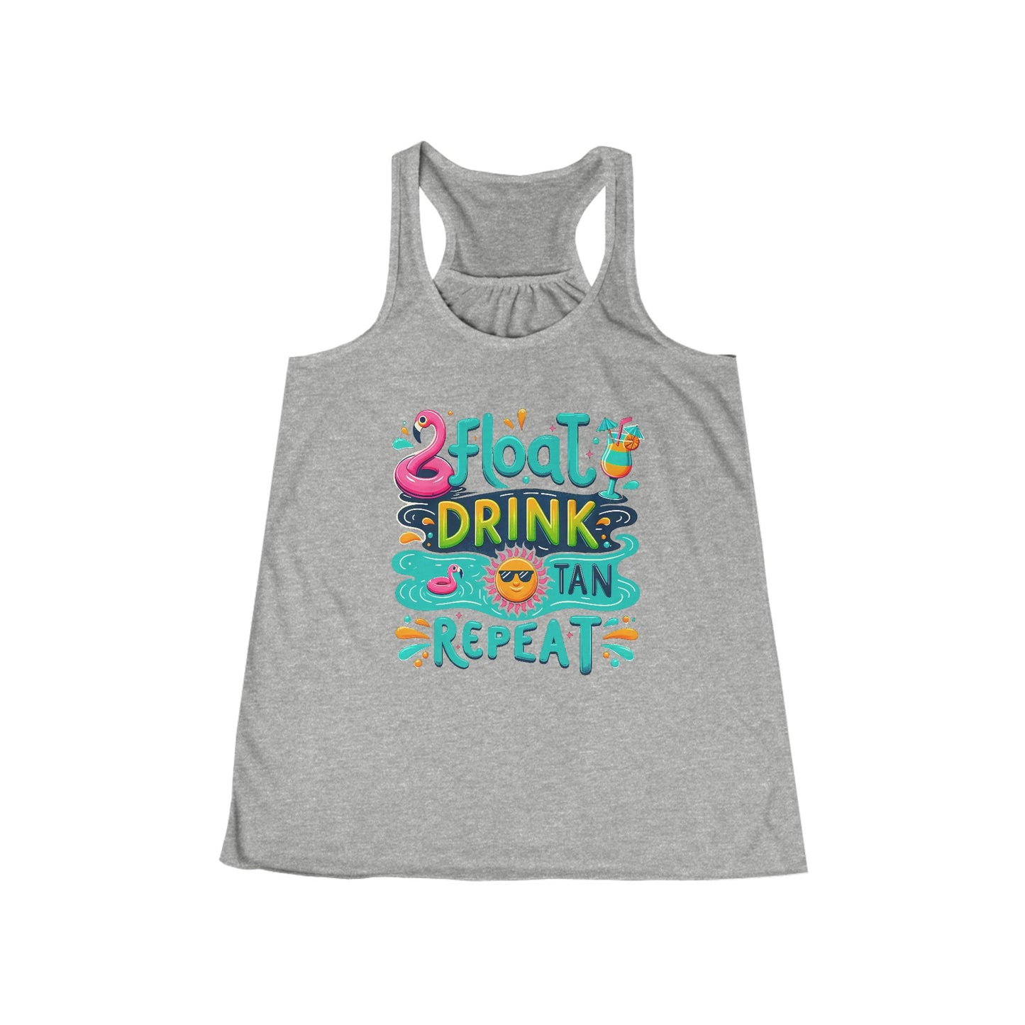 Float, Drink, Tan, Repeat Women's Flowy Racerback Tank Top