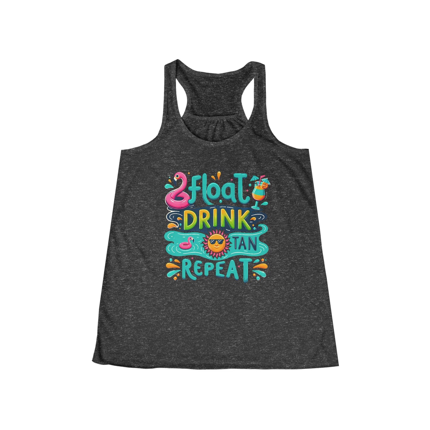 Float, Drink, Tan, Repeat Women's Flowy Racerback Tank Top