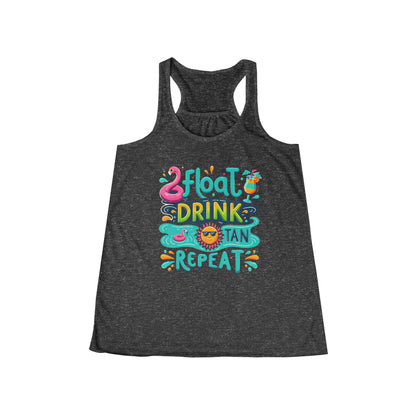 Float, Drink, Tan, Repeat Women's Flowy Racerback Tank Top