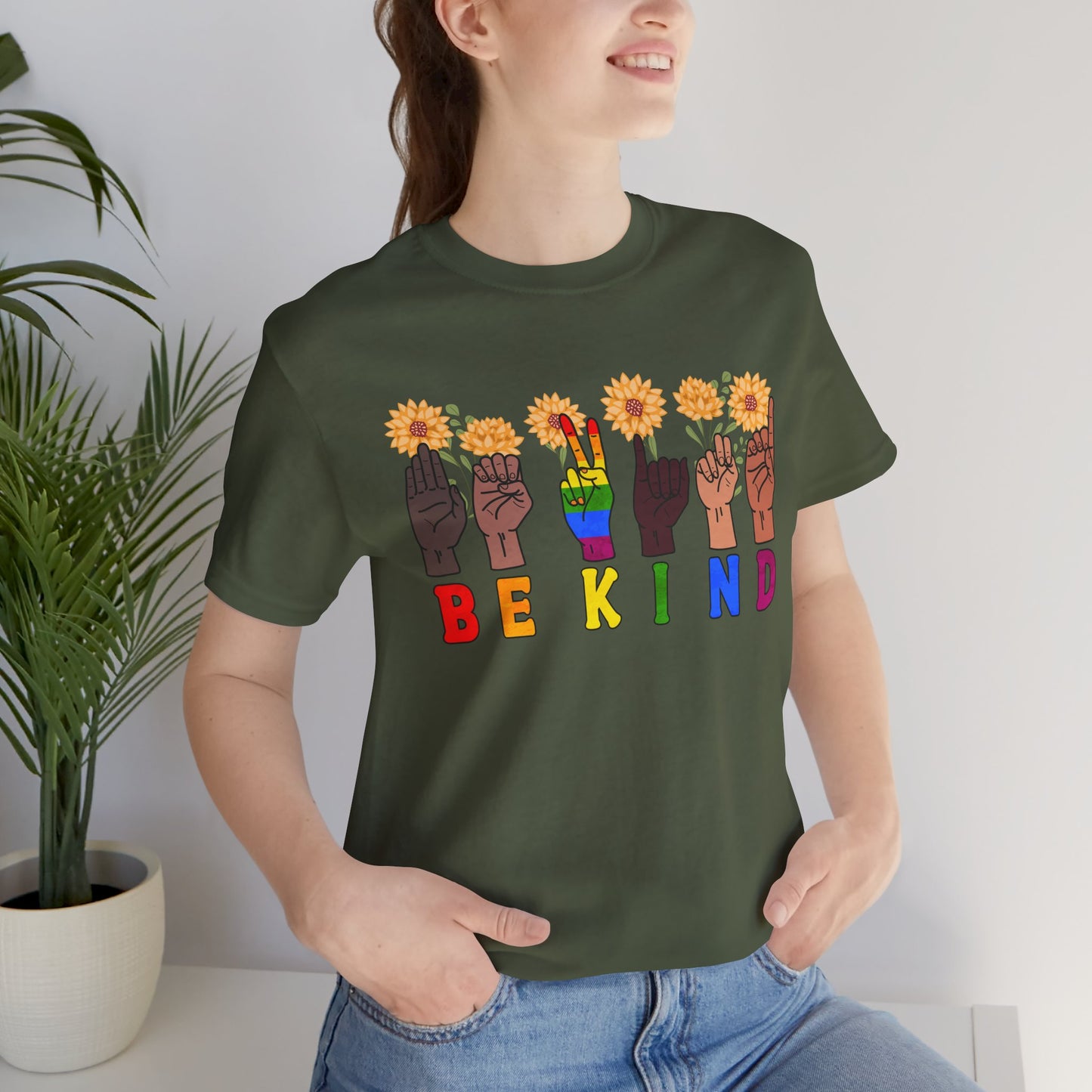 Be Kind Sign Language Diversity Unisex Jersey Tee