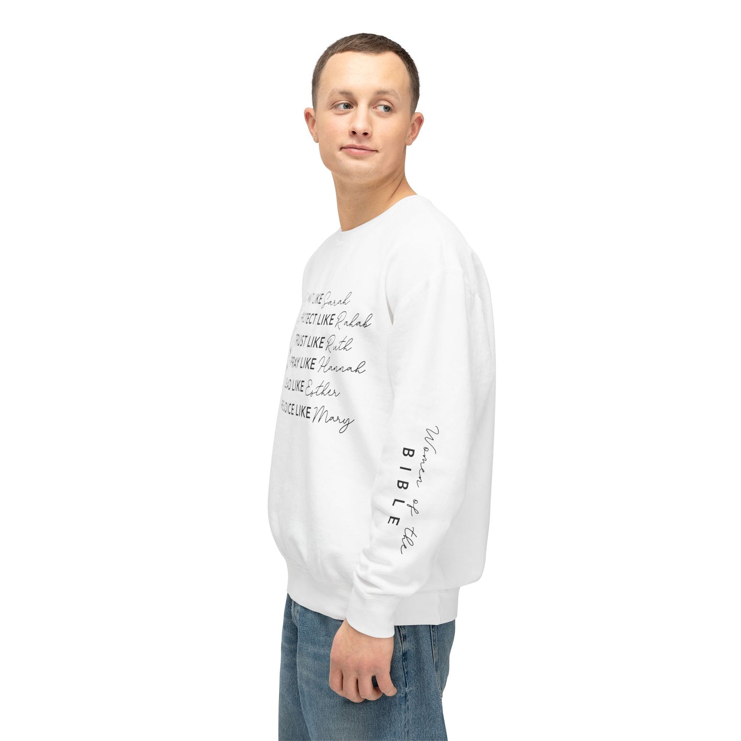 Inspirational Sweatshirt - Wait, Protect, Trust, Pray, Rejoice Like Women of the Bible, Front and Sleeve - Unisex Crewneck for Faith & Empowerment, Gift for Women, [...]