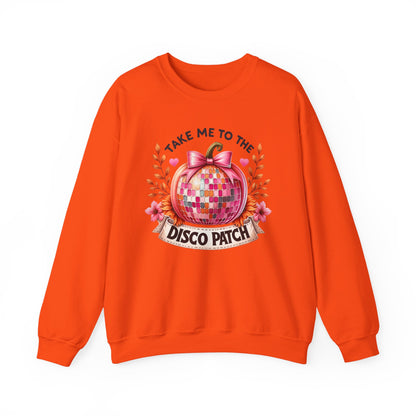 Disco Patch Pumpkin Gildan Crewneck Sweatshirt