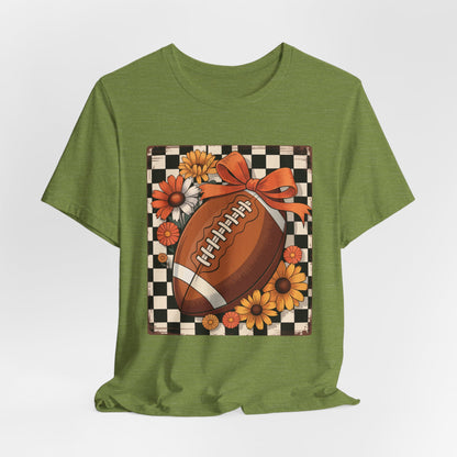 Fall Floral Football Tee, Perfect for Game Days