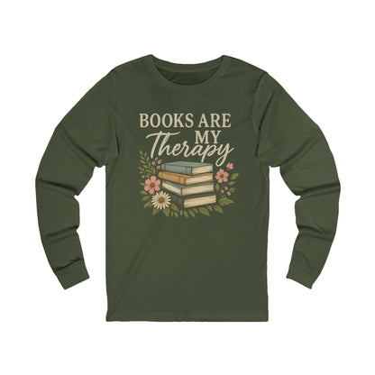 Books are my Therapy Floral Bella Canvas Long Sleeve Tee