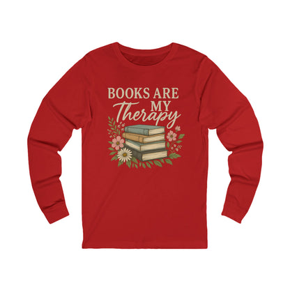 Books are my Therapy Floral Bella Canvas Long Sleeve Tee