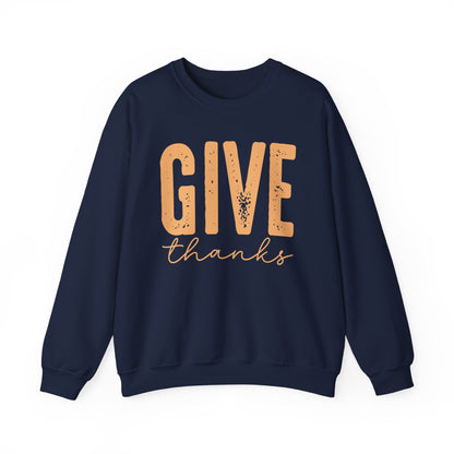 Give Thanks, Thanksgiving Gildan Crewneck Sweatshirt