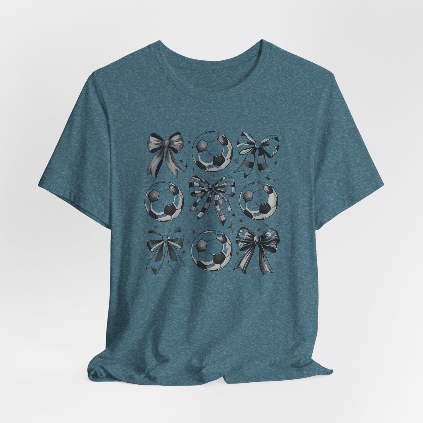 Soccer Tic Tac Toe Bows Bella Canvas Tee